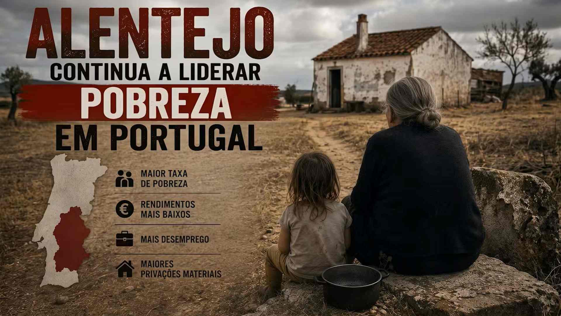 Alentejo no topo da pobreza em Portugal apesar da descida dos indicadores nacionais